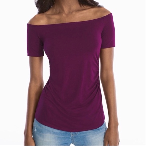 WHBM Barcelona Off-The-Shoulder Short-Sleeve Tee - Picture 3 of 8